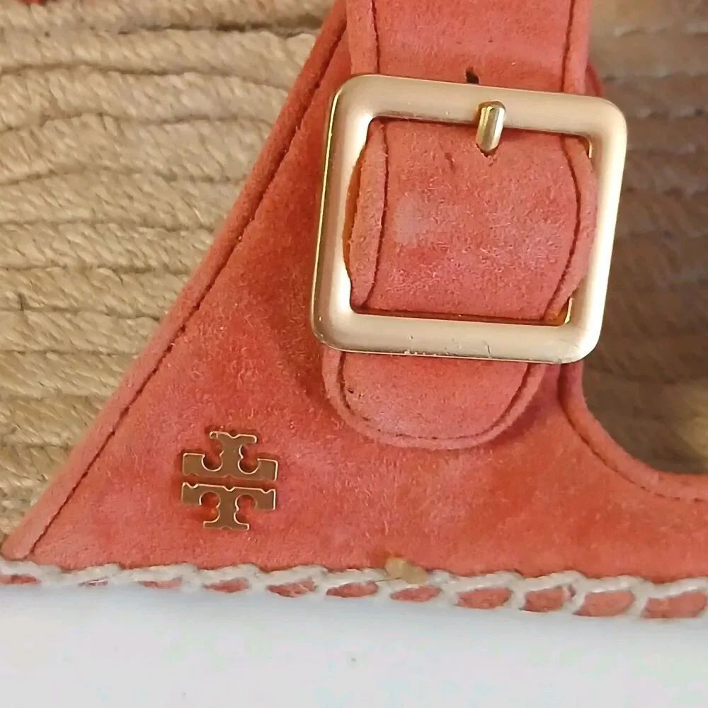 Tory Burch Selby Espadrille Slides Orange Double Buckle Sandals Women’s 6